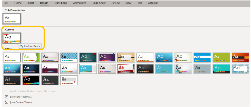 Saving a Custom&nbsp;Theme