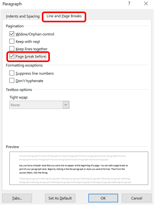 Page Breaks as Formatting&nbsp;Options