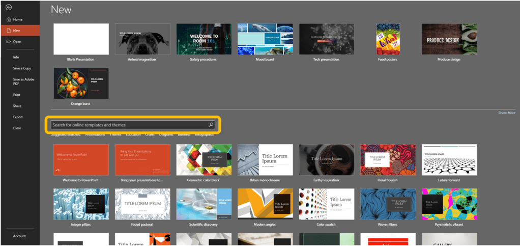 Templates in PowerPoint