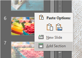 Section breaks in&nbsp;PowerPoint
